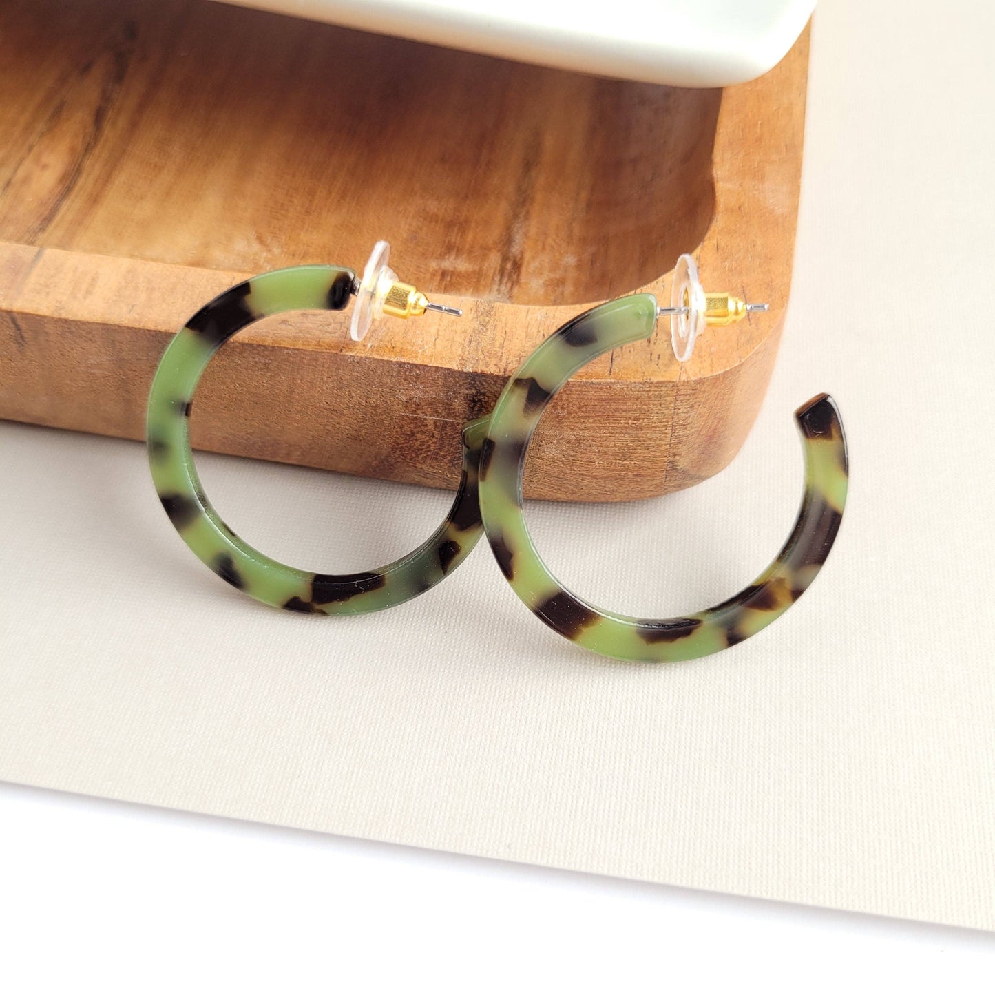 Camy Hoops - Olive Tortoise // Earrings, Jewelry, Gifts, Fall
