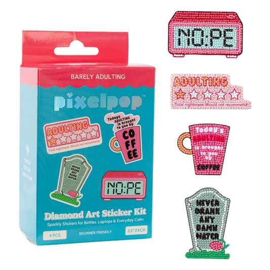 PixelPop™ Diamond Art Sticker Pack — Barely Adulting