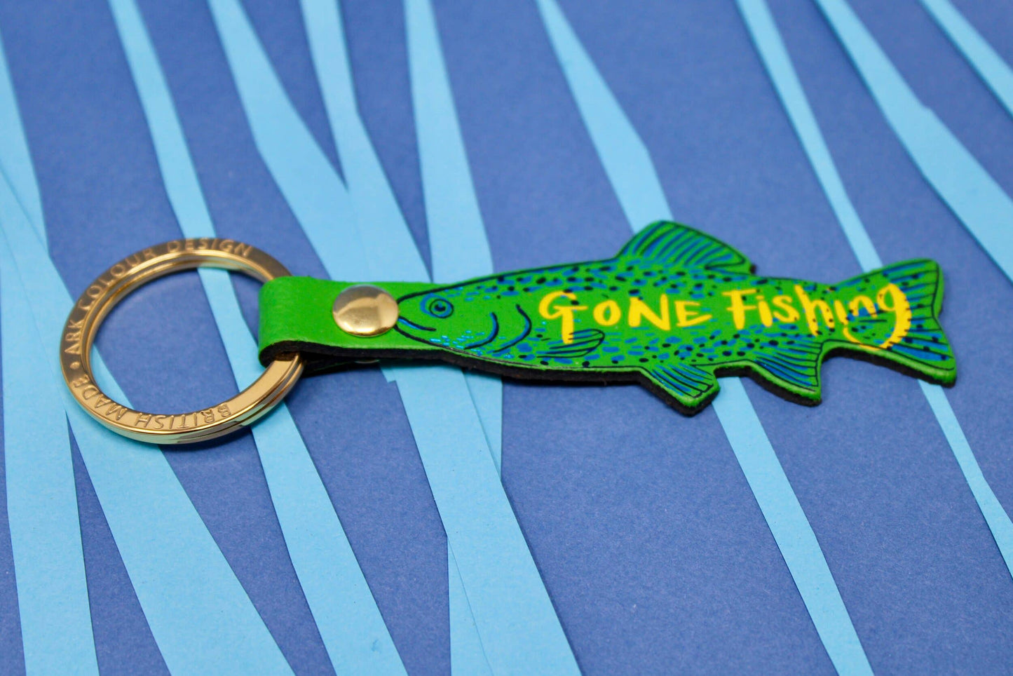 Gone Fishing Leather Key Fob