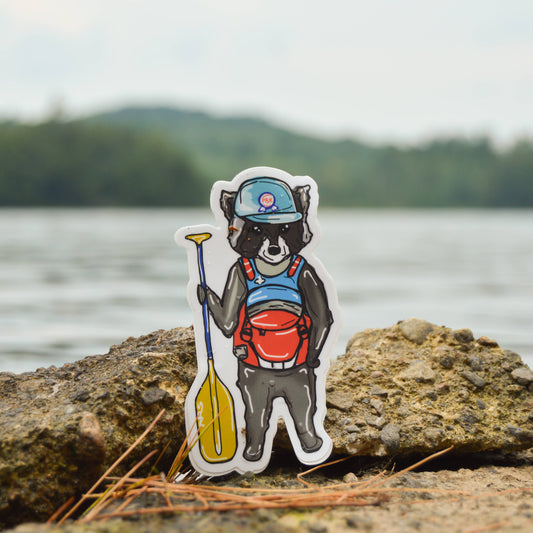 Paddleboarding Raccoon Sticker