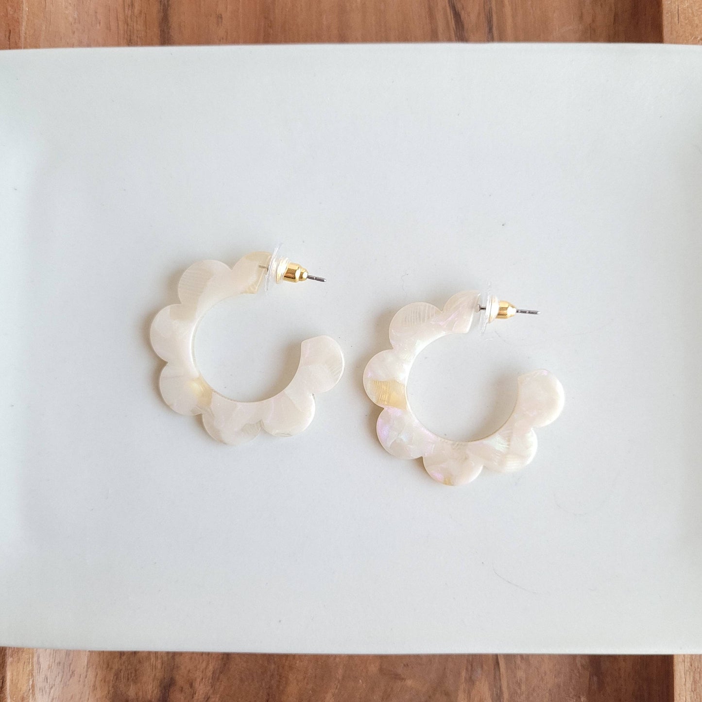 Flora Hoops - Cream // Flower Earrings, Gift, Jewelry