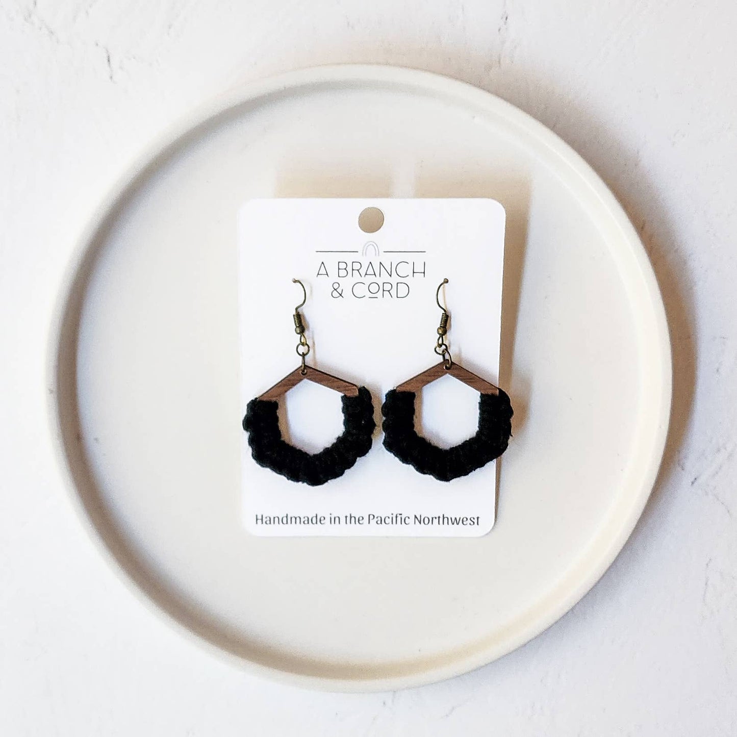 Macrame Knotted Honeycomb Earrings - Pick Your Own: Blush