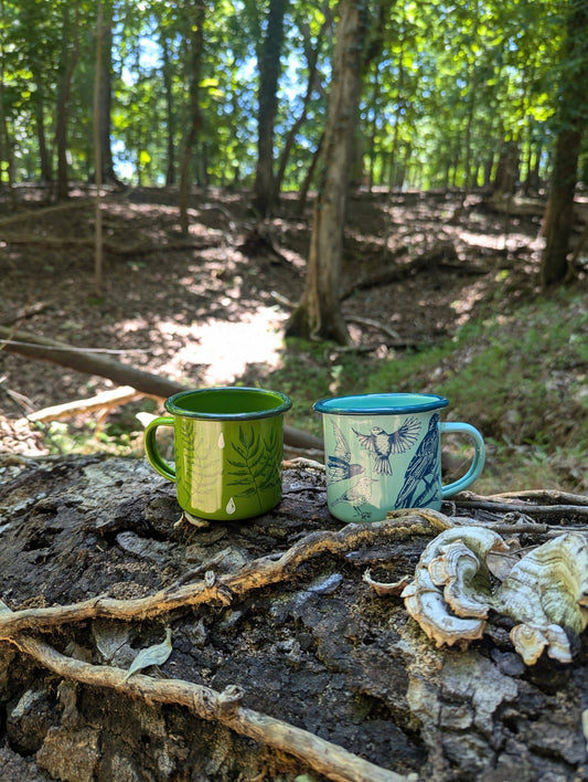 Enamel mug | blue birds