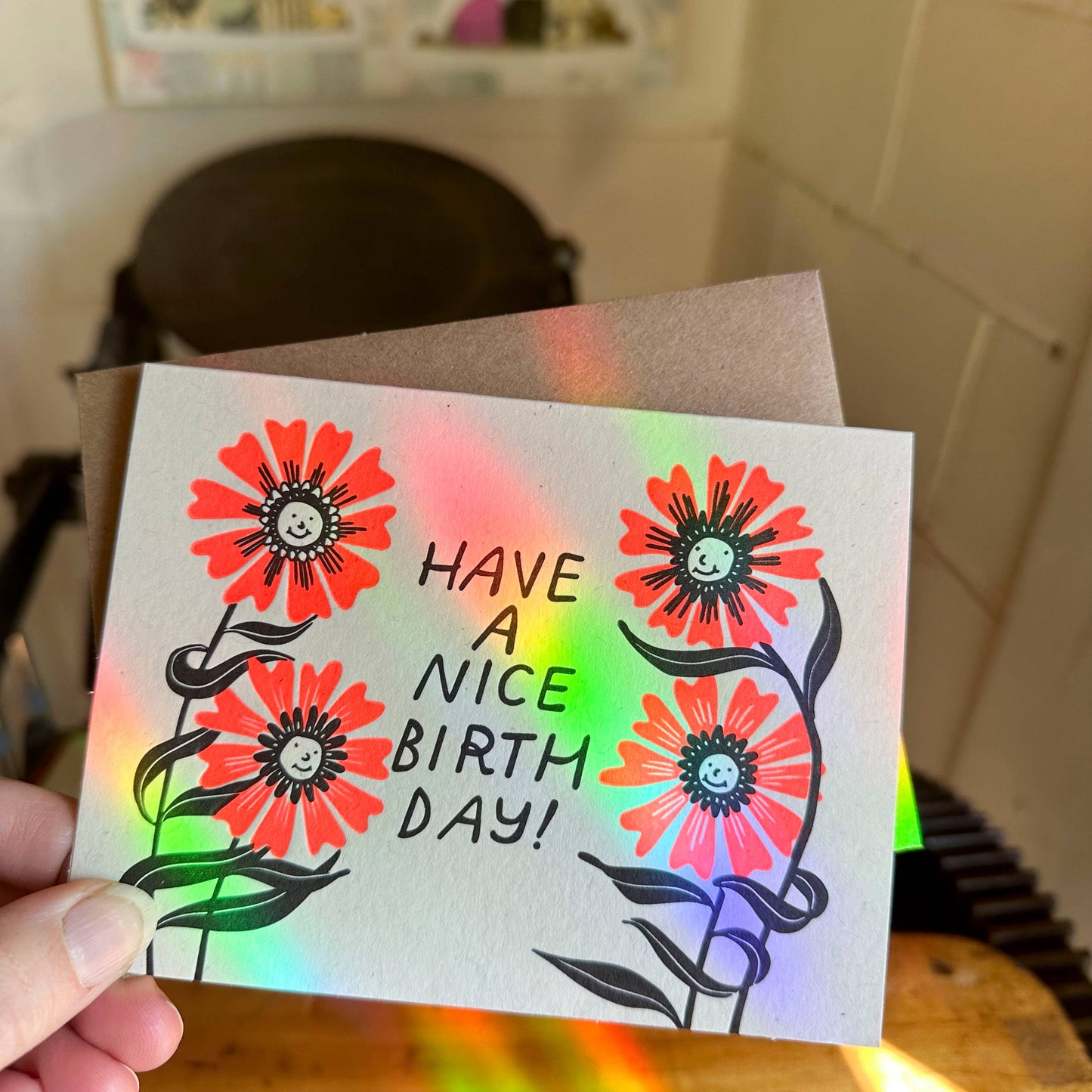 Birthday Flowers Letterpress Card