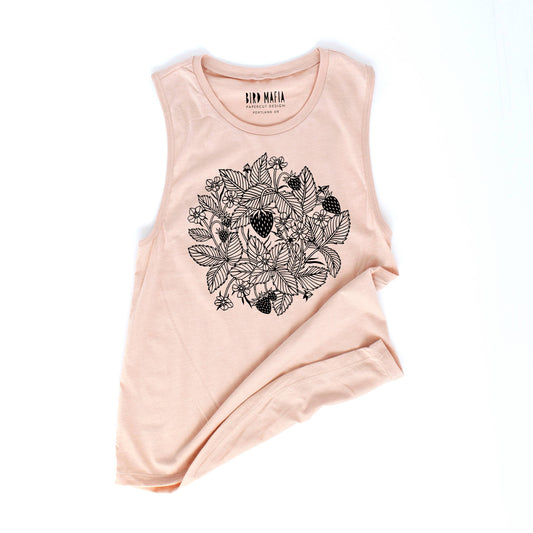 Strawberry patch muscle tank