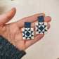 Quilted Style Stud Dangle Earrings | Navy Star