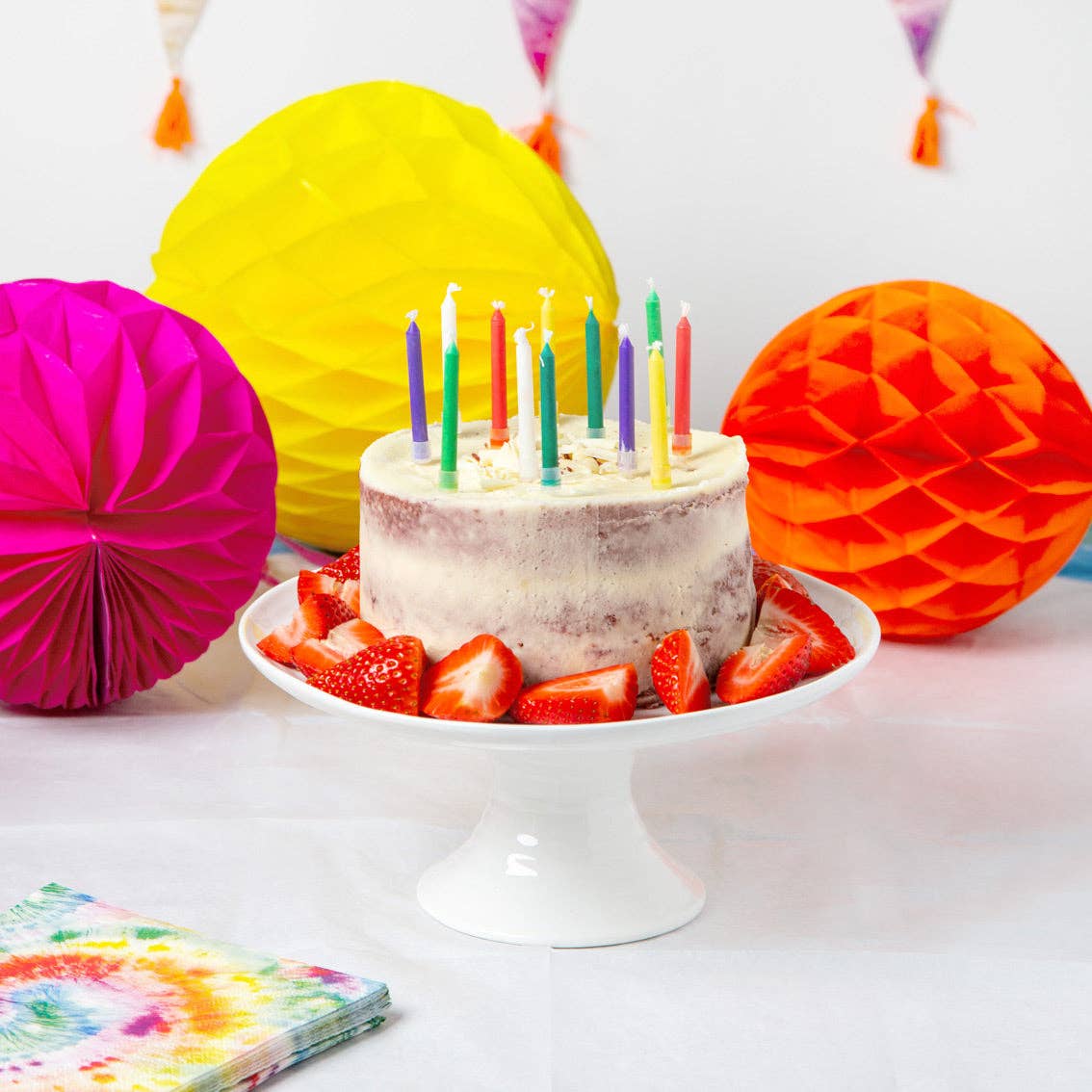 Rainbow Flame Birthday Candles - 12 Pack | Cake Candles |