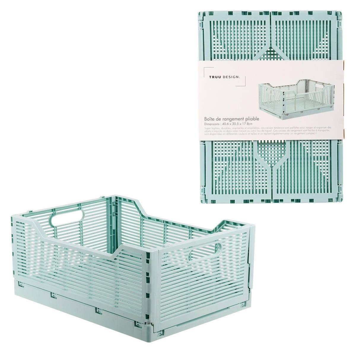 Truu Design Folding Storage Crate, 16x12x7",7 colors