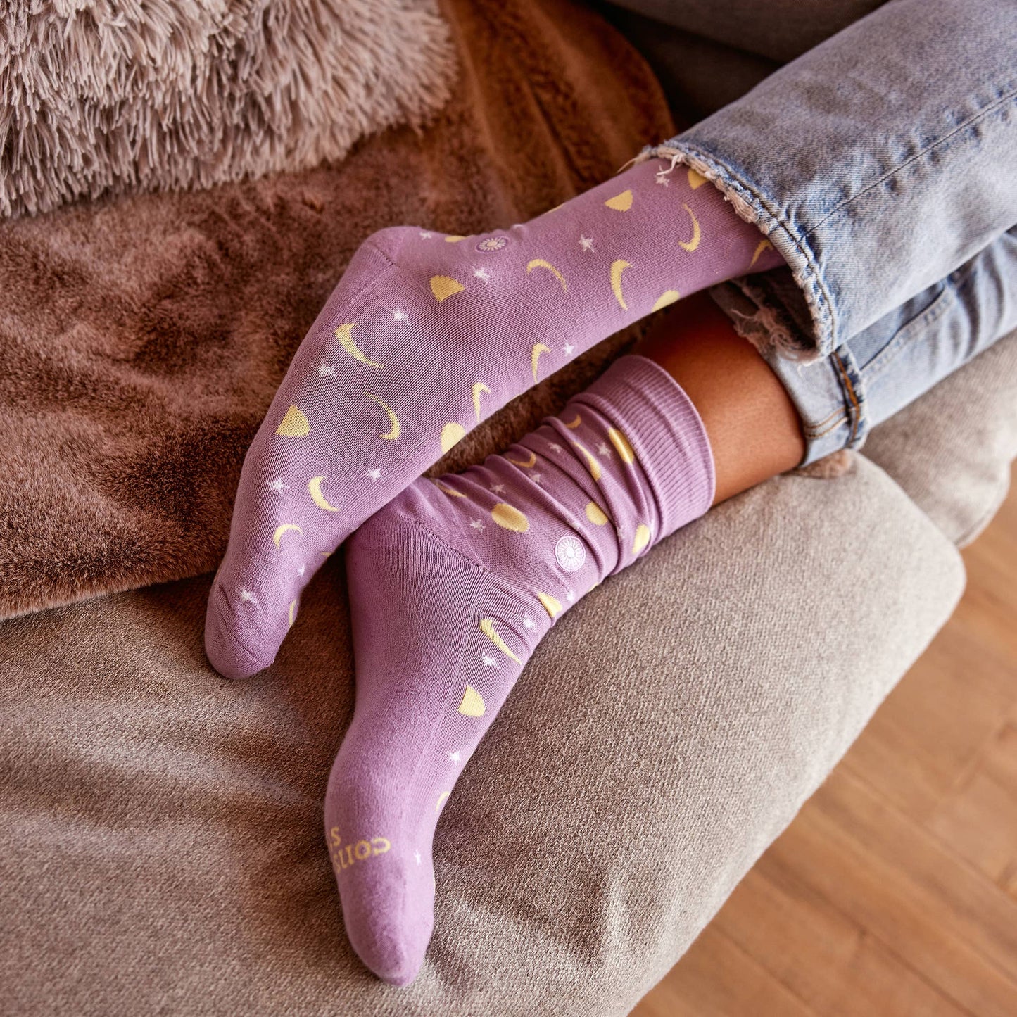 Socks that Support Mental Health (Purple Moons): Small