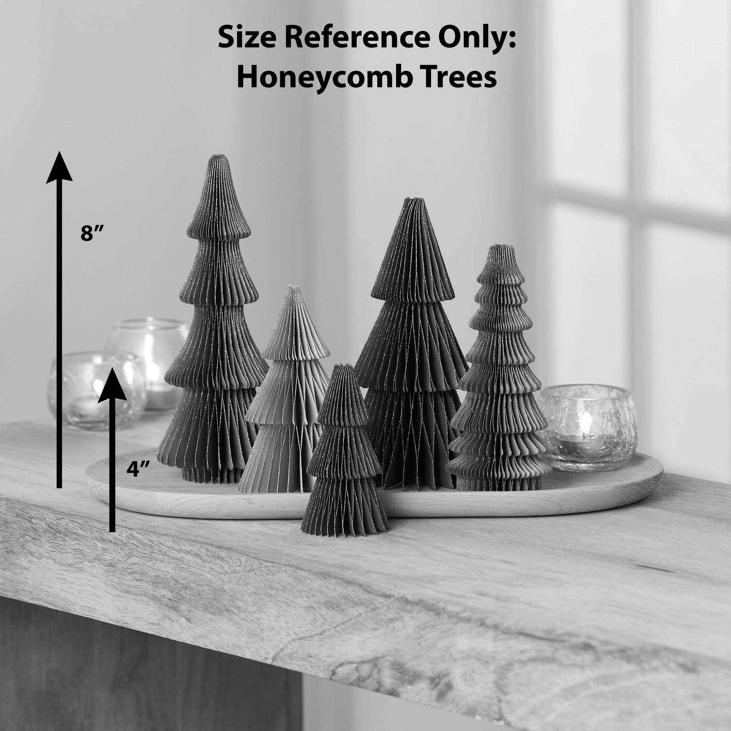 Honeycomb trees, vintage folding paper, Christmas, Winter