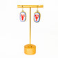 Ceramic Floral Vase Earrings Gold Plated Blue White