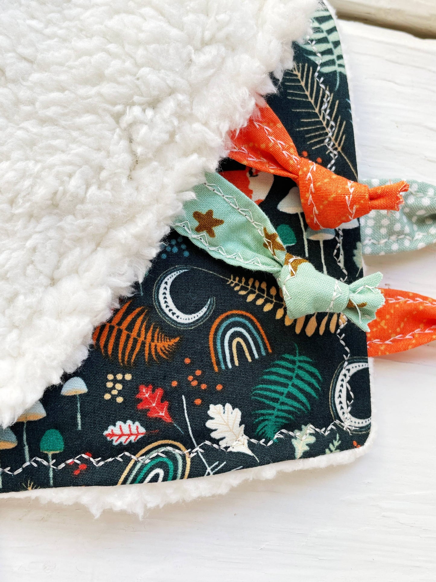 Fox and Rainbows Crinkle Tag Toy with Teething Ring