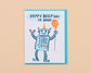 Robot Birthday Letterpress Greeting Card - Kids bday- Made in USA