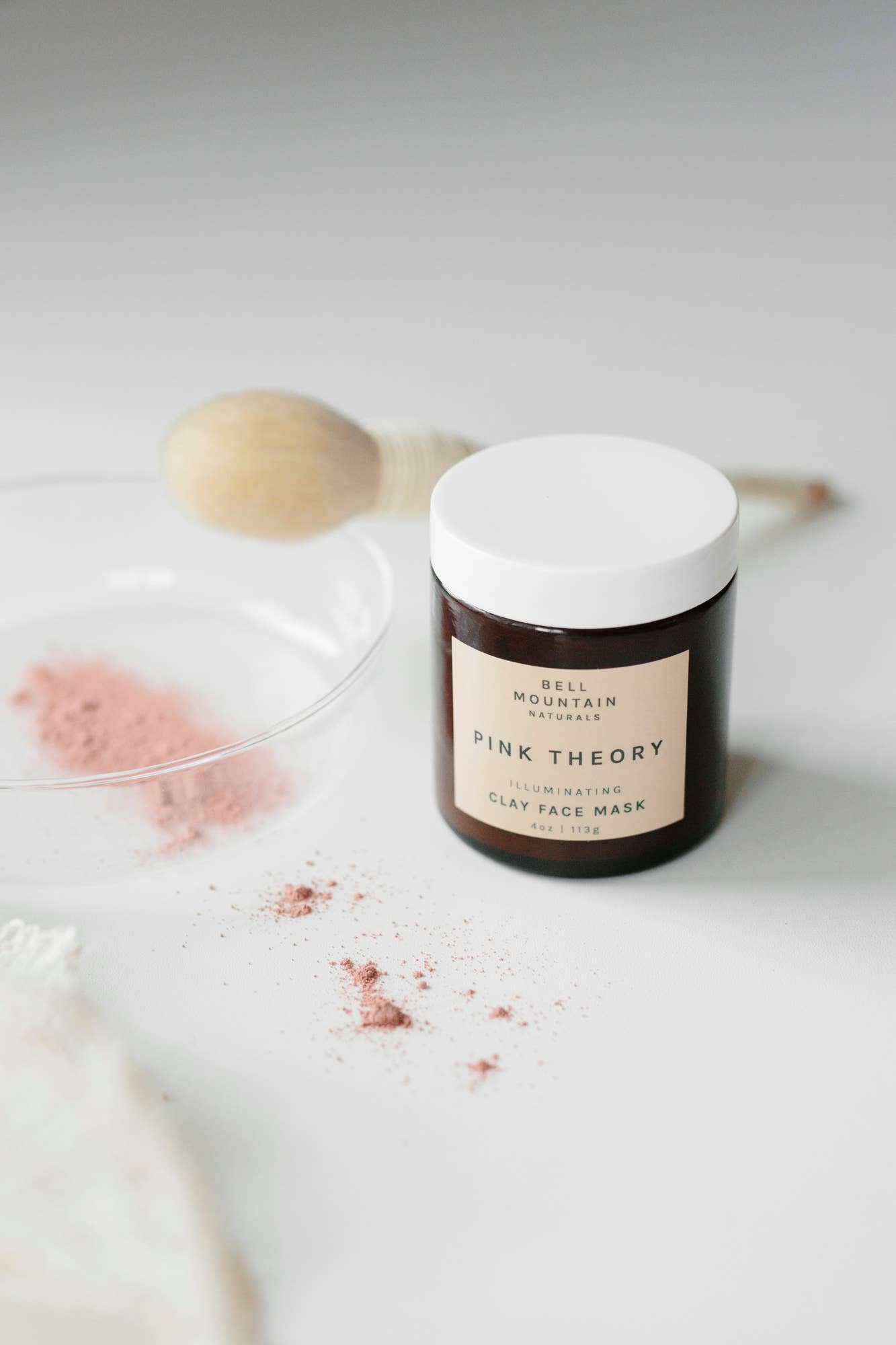 Pink Theory Clay Face Mask. 4 ounce Glass Jar. Eco friendly