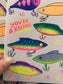 You're a Keeper (Fishing Lures) - Risograph Greeting Card 