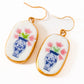 Ceramic Floral Vase Earrings Gold Plated Blue White