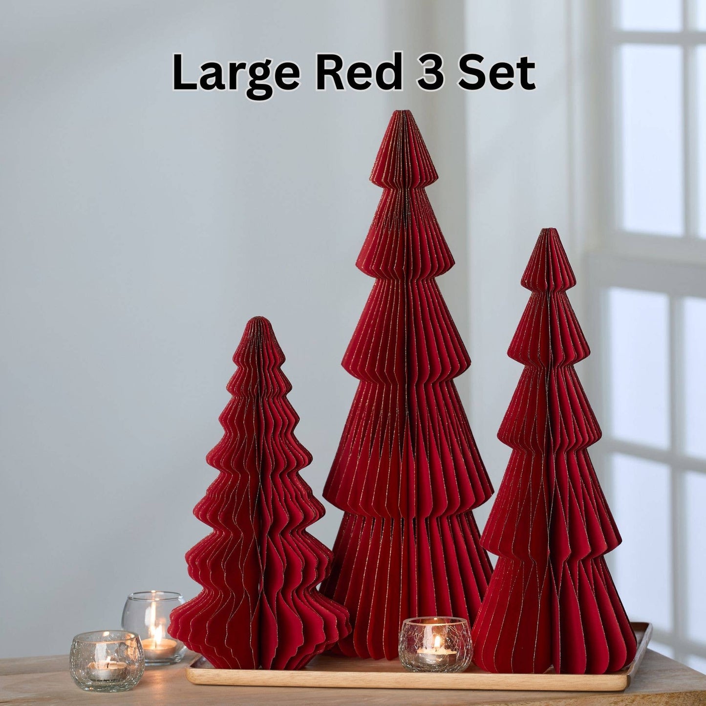 Honeycomb trees, vintage folding paper, Christmas, Winter