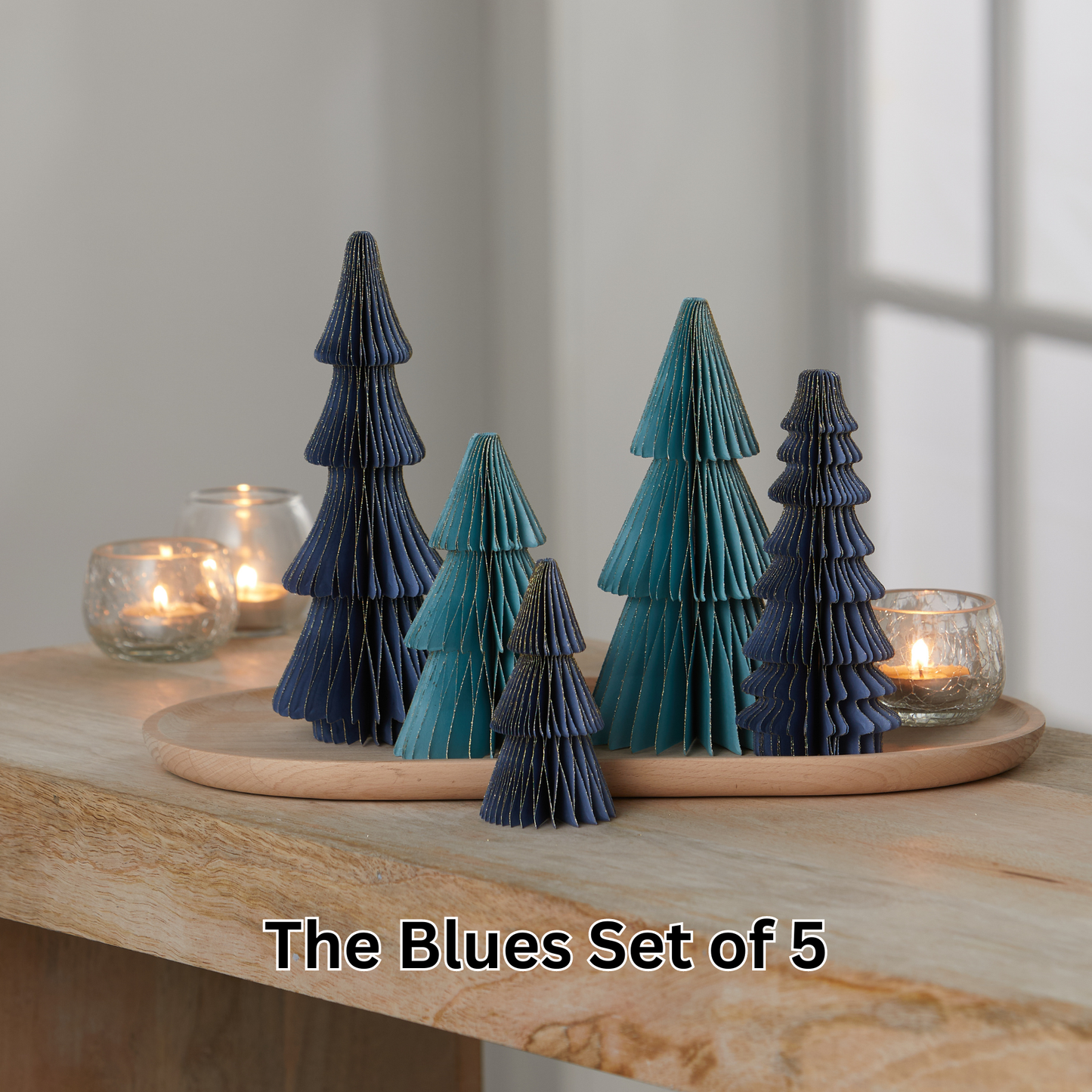 Honeycomb trees, vintage folding paper, Christmas, Winter