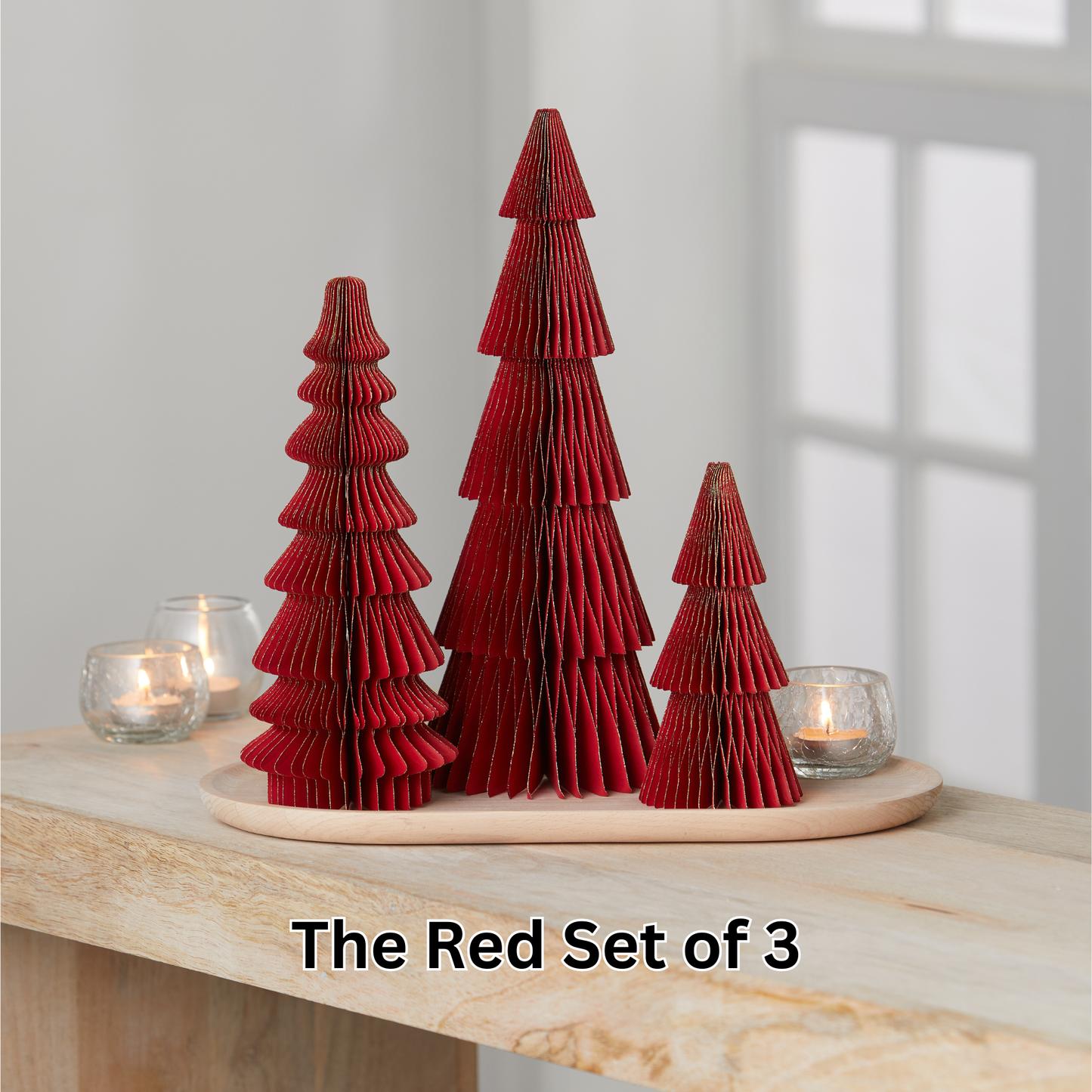 Honeycomb trees, vintage folding paper, Christmas, Winter