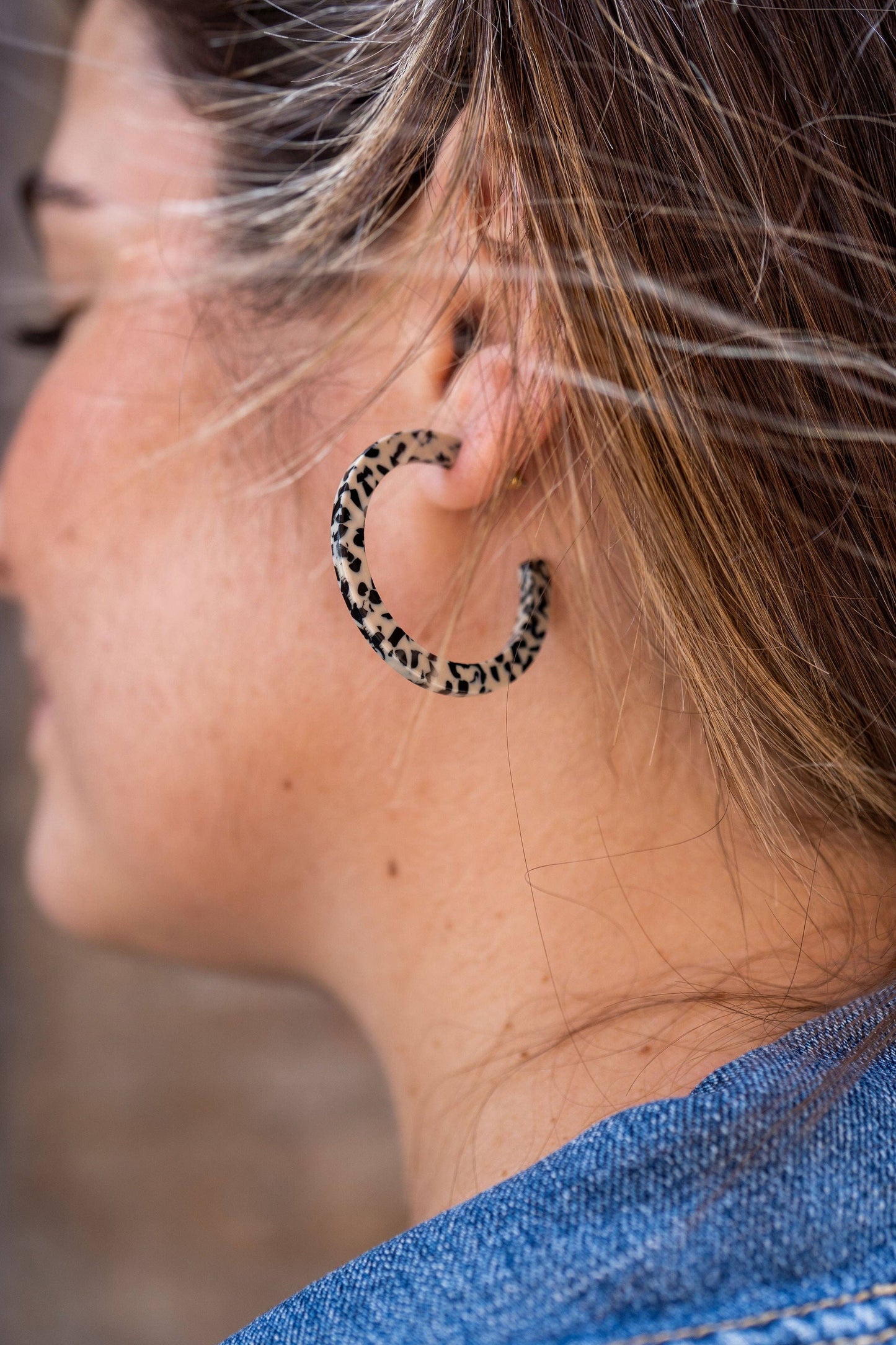 Camy Hoops - Black Dot // Gift, Earrings, Jewelry, Fall