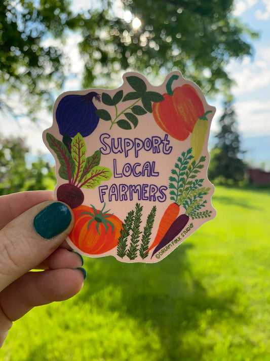 Support Local Farmers Sticker - Farmer's Market - Vegetables