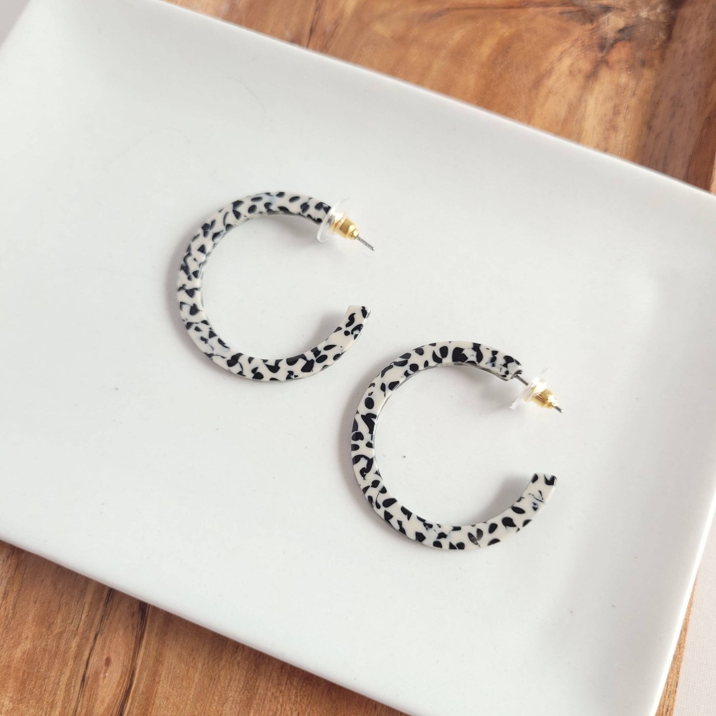 Camy Hoops - Black Dot // Gift, Earrings, Jewelry, Fall
