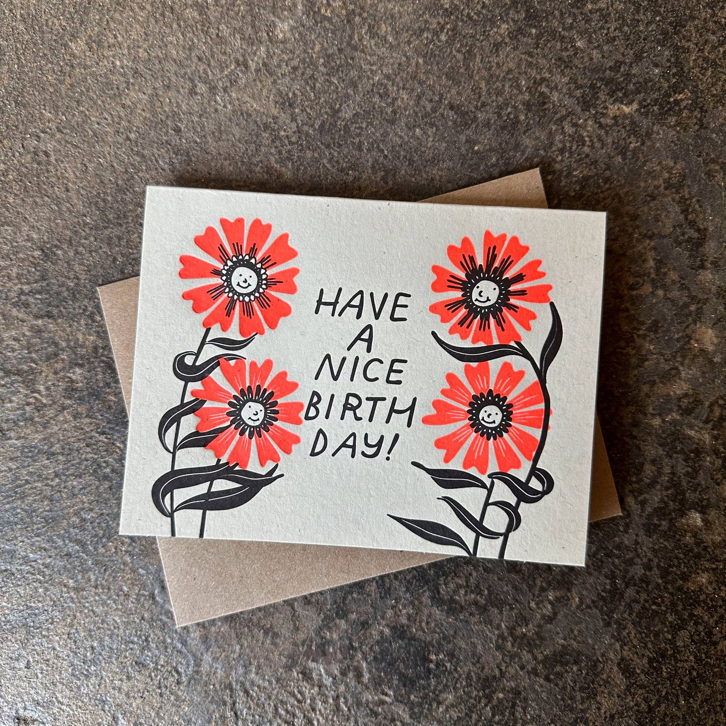 Birthday Flowers Letterpress Card