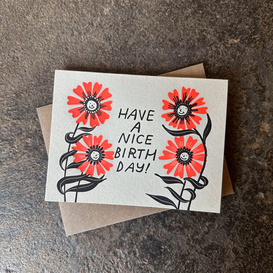 Birthday Flowers Letterpress Card