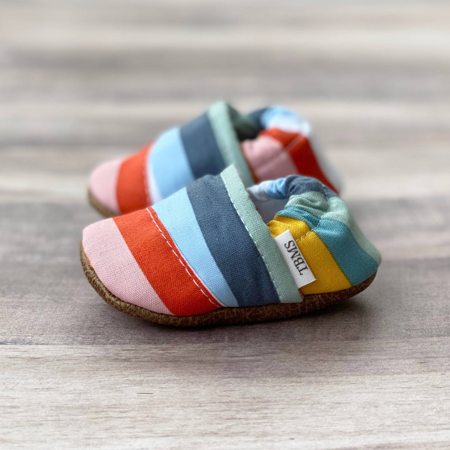 Rainbow Striped Angled Moccasins