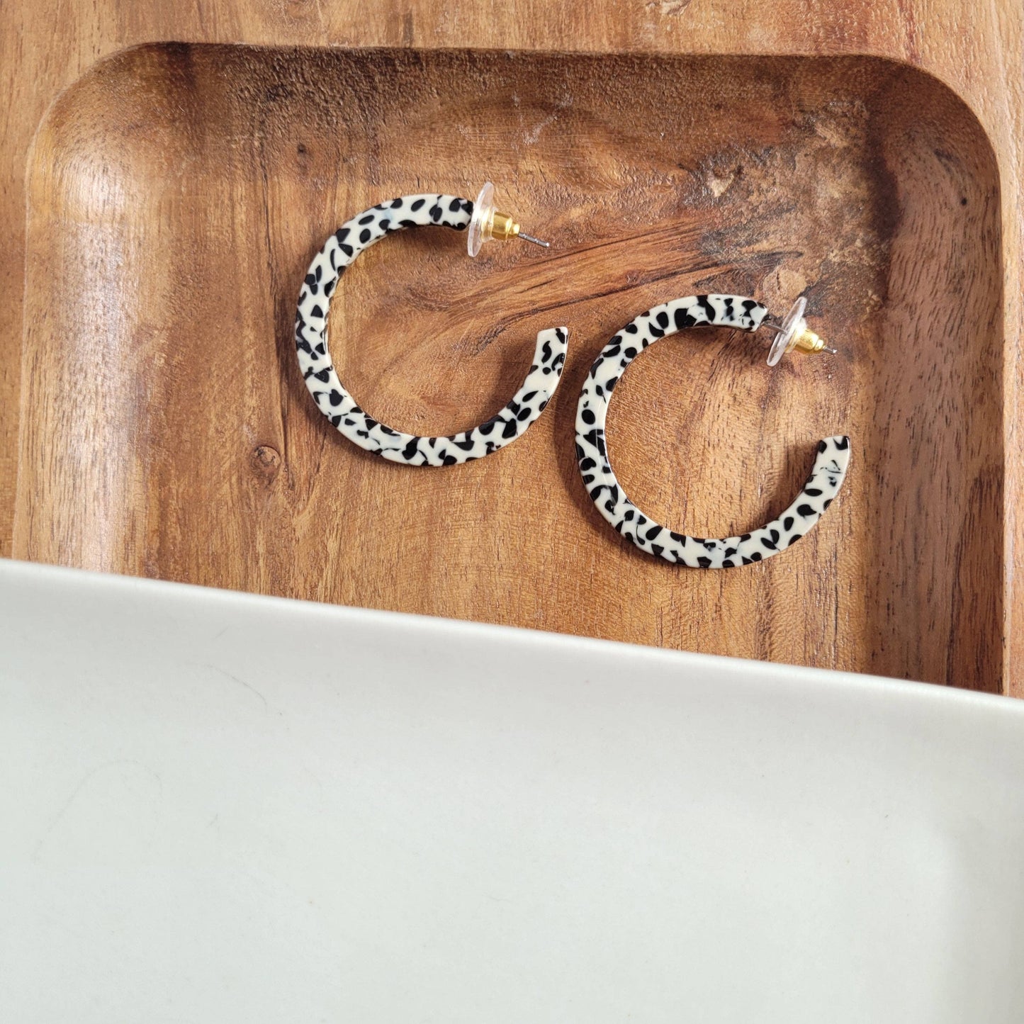 Camy Hoops - Black Dot // Gift, Earrings, Jewelry, Fall