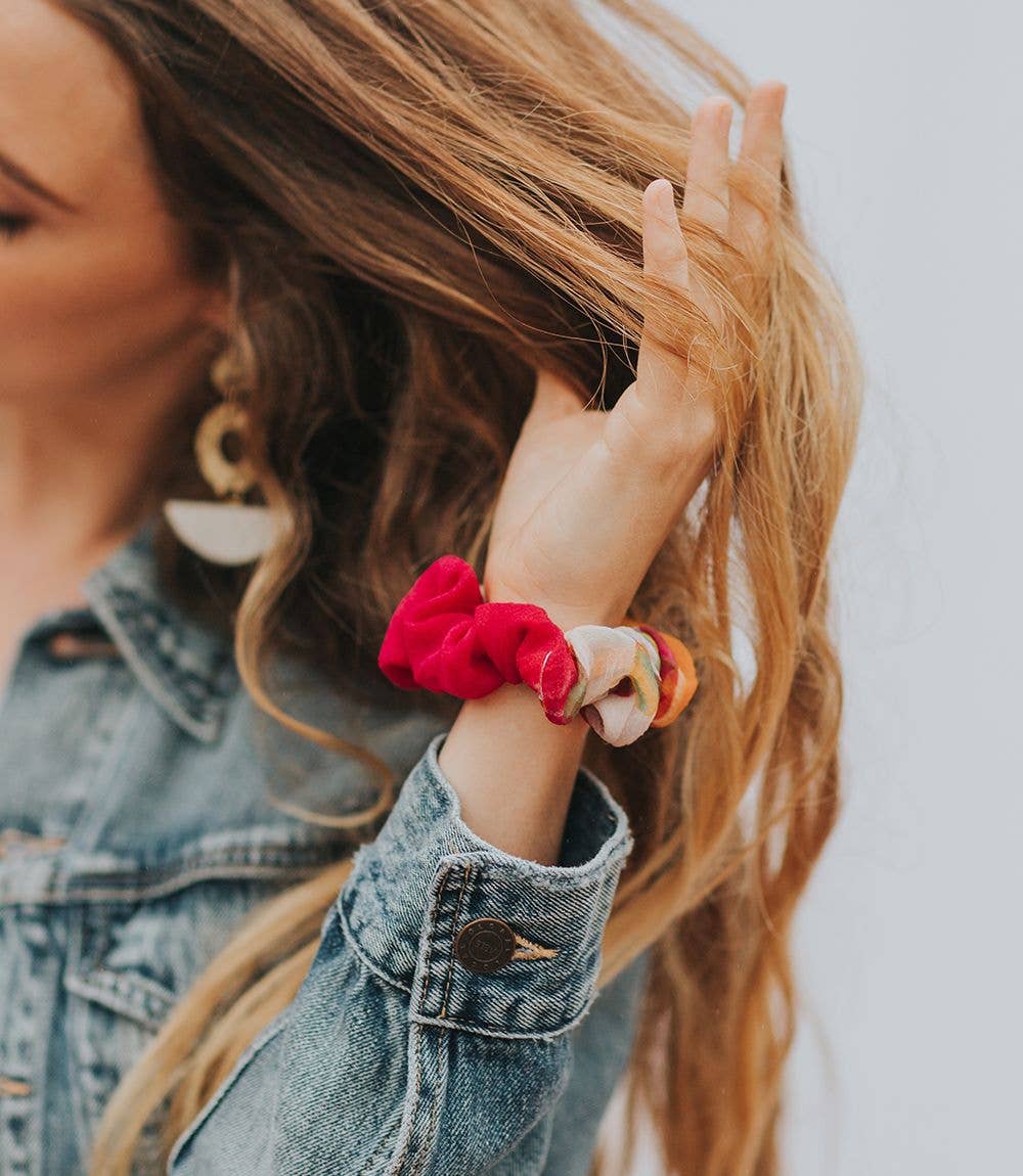 Scrunchies Set of 2 - Assorted Upcycled Sari Fabric