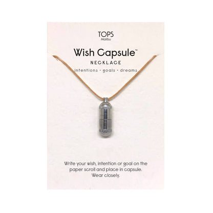 Wish Capsule Necklace w/ 3-Paper Scrolls - Silver Capsule