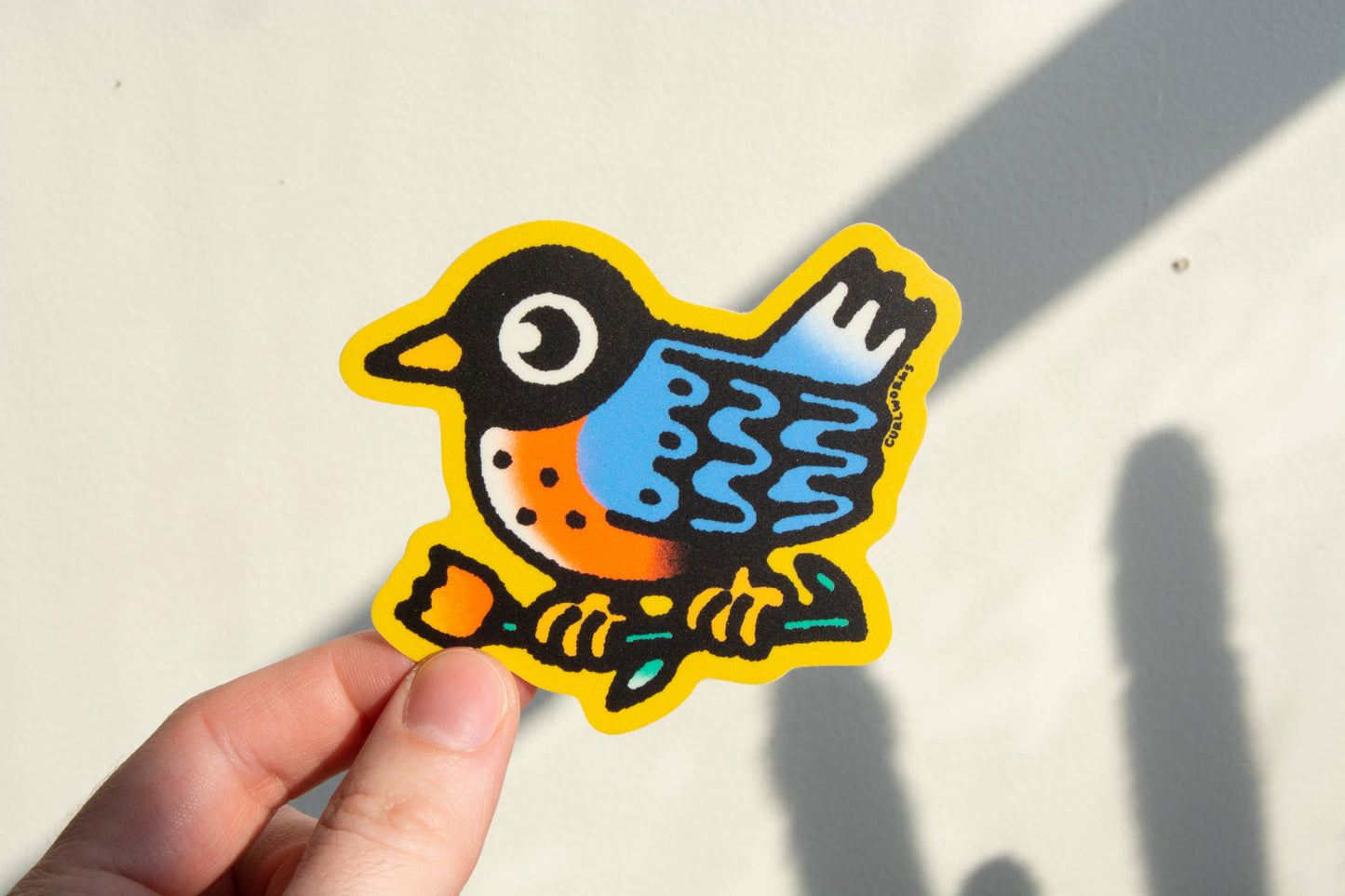 American Robin with Tulip - 3" Vinyl Sticker