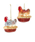 3.75" Glass Chicken Ornament 2 Assorted