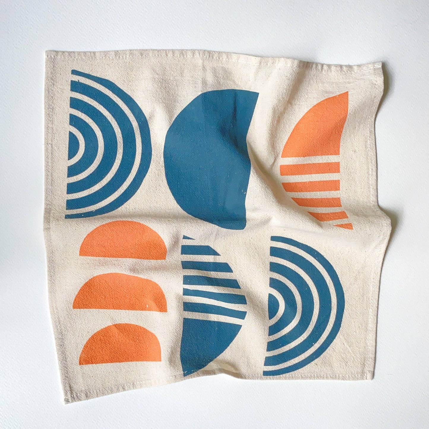 Warm Geometric Hand Printed Cotton Napkins, Set of 4