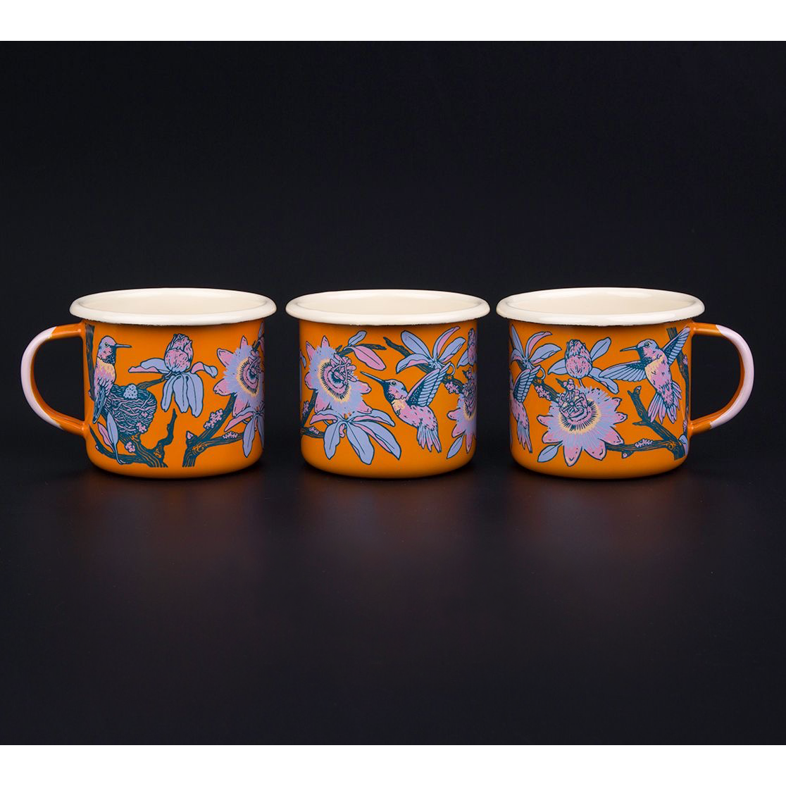 Hummingbirds & Passionflowers Enamel Camp Mug