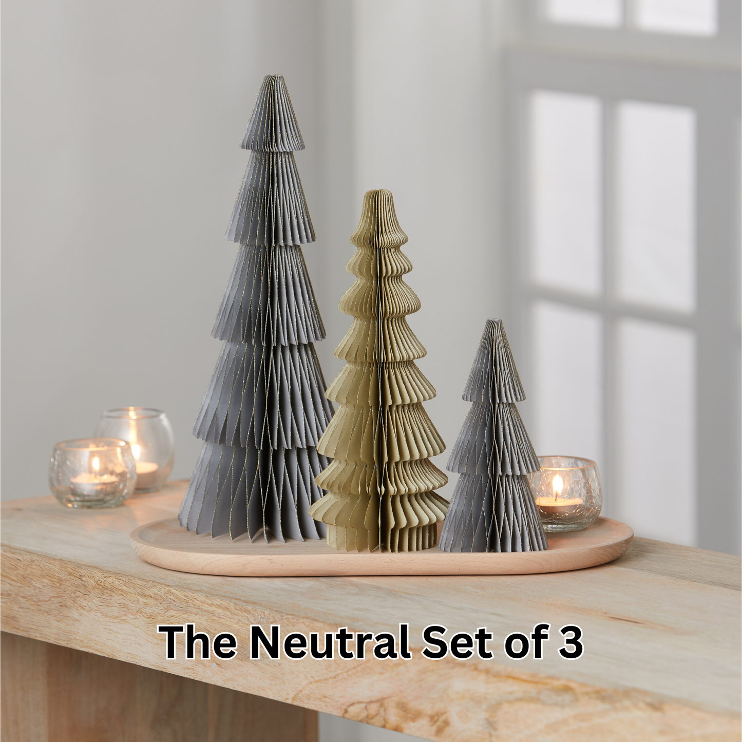 Honeycomb trees, vintage folding paper, Christmas, Winter