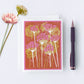 Pink and Gold Floral Letterpress Card- Boxed Set of Six