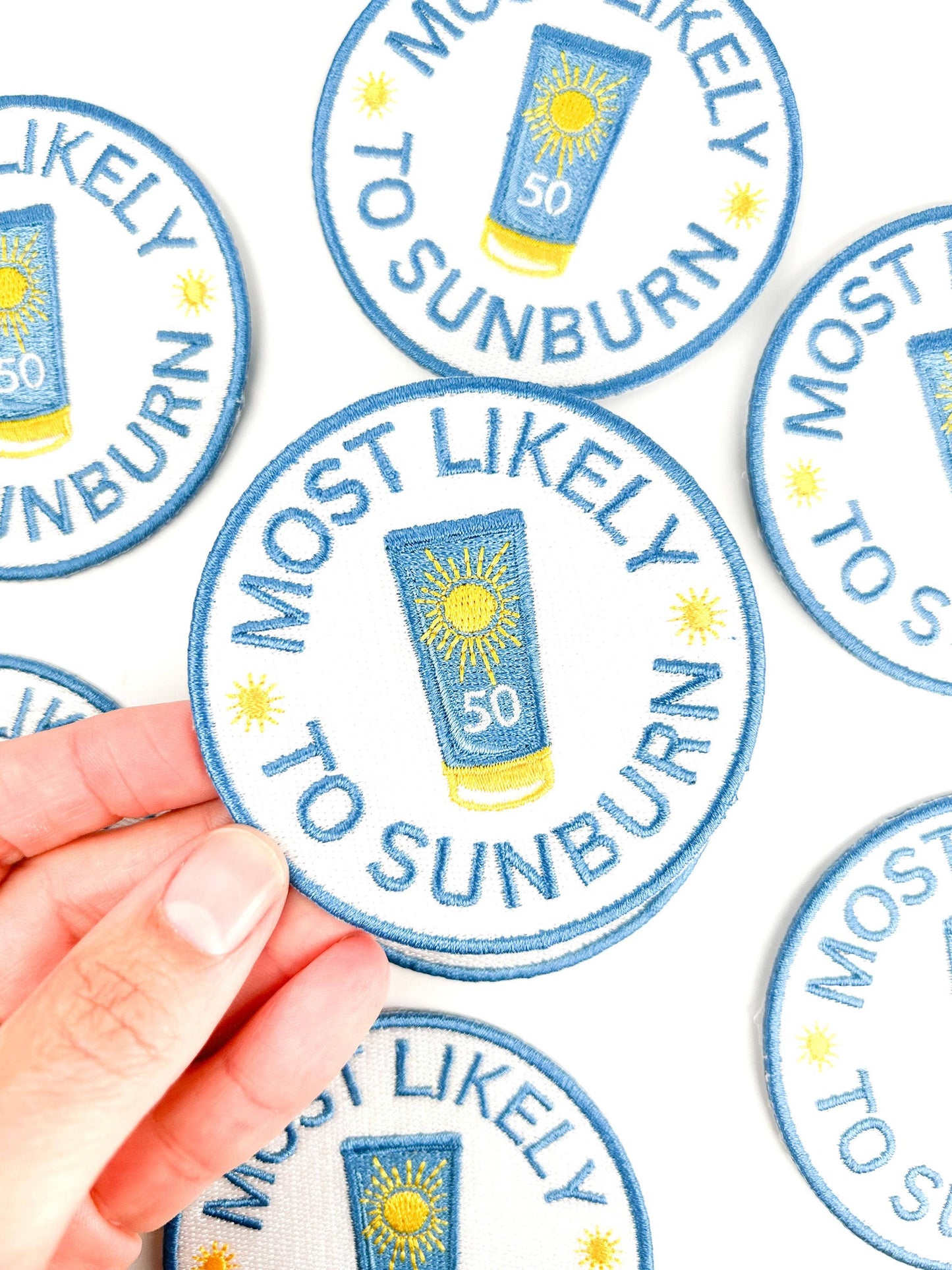 Most Likely to Sunburn Patch Funny Embroidered Iron-On Beach