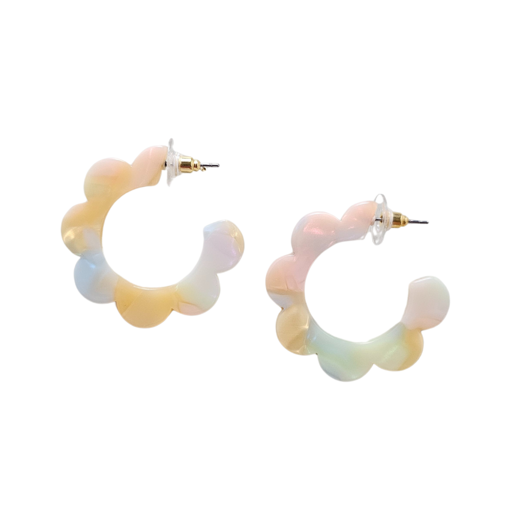 Flora Hoops - Pastel Rainbow // Flower, Earrings, Gift, Jewelry