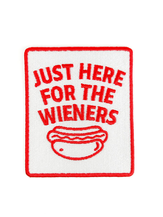 Just Here for the Wieners Embroidered Patch Iron On Hot Dog