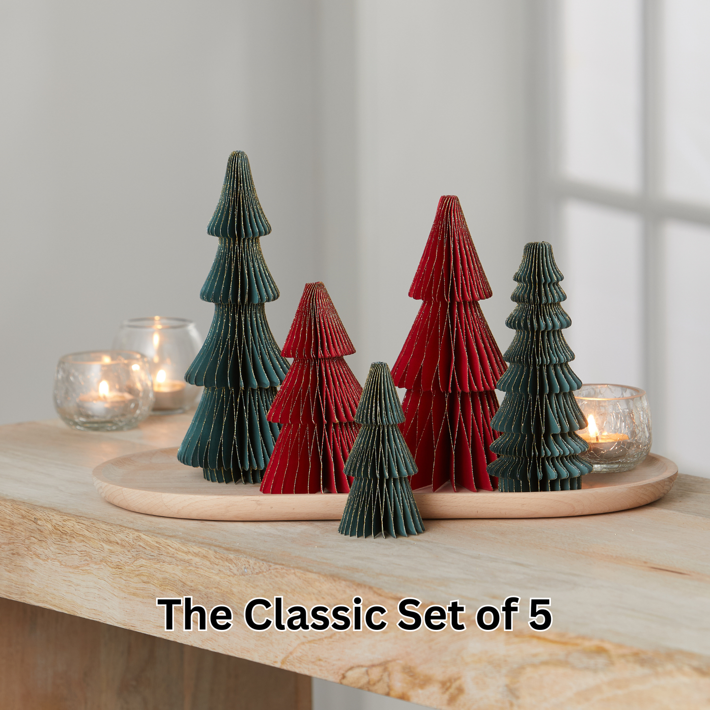 Honeycomb trees, vintage folding paper, Christmas, Winter