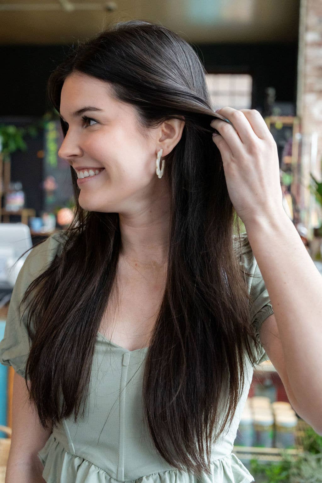 Flora Hoops - Cream // Flower Earrings, Gift, Jewelry