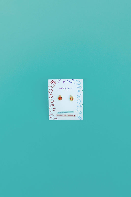 Ladybug Enamel Flat Back Kids Earrings
