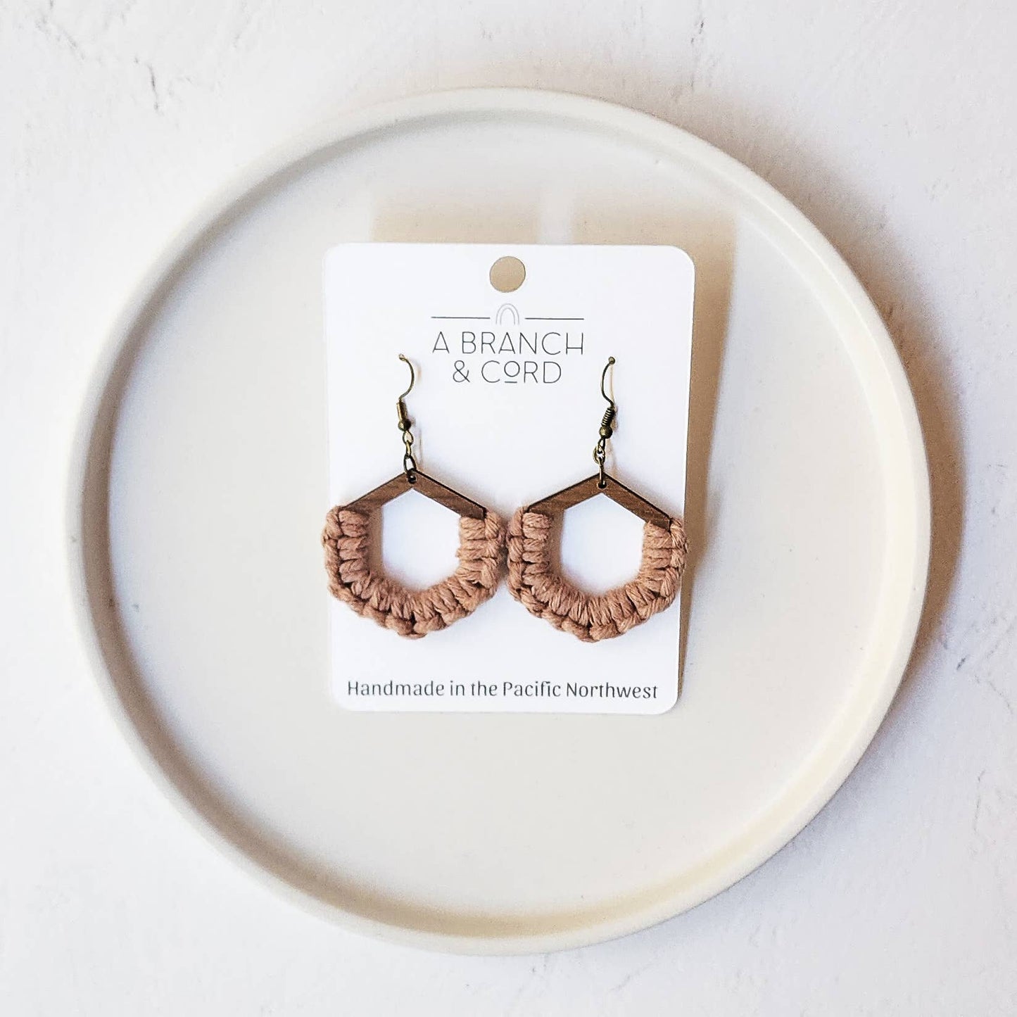 Macrame Knotted Honeycomb Earrings - Pick Your Own: Mustard