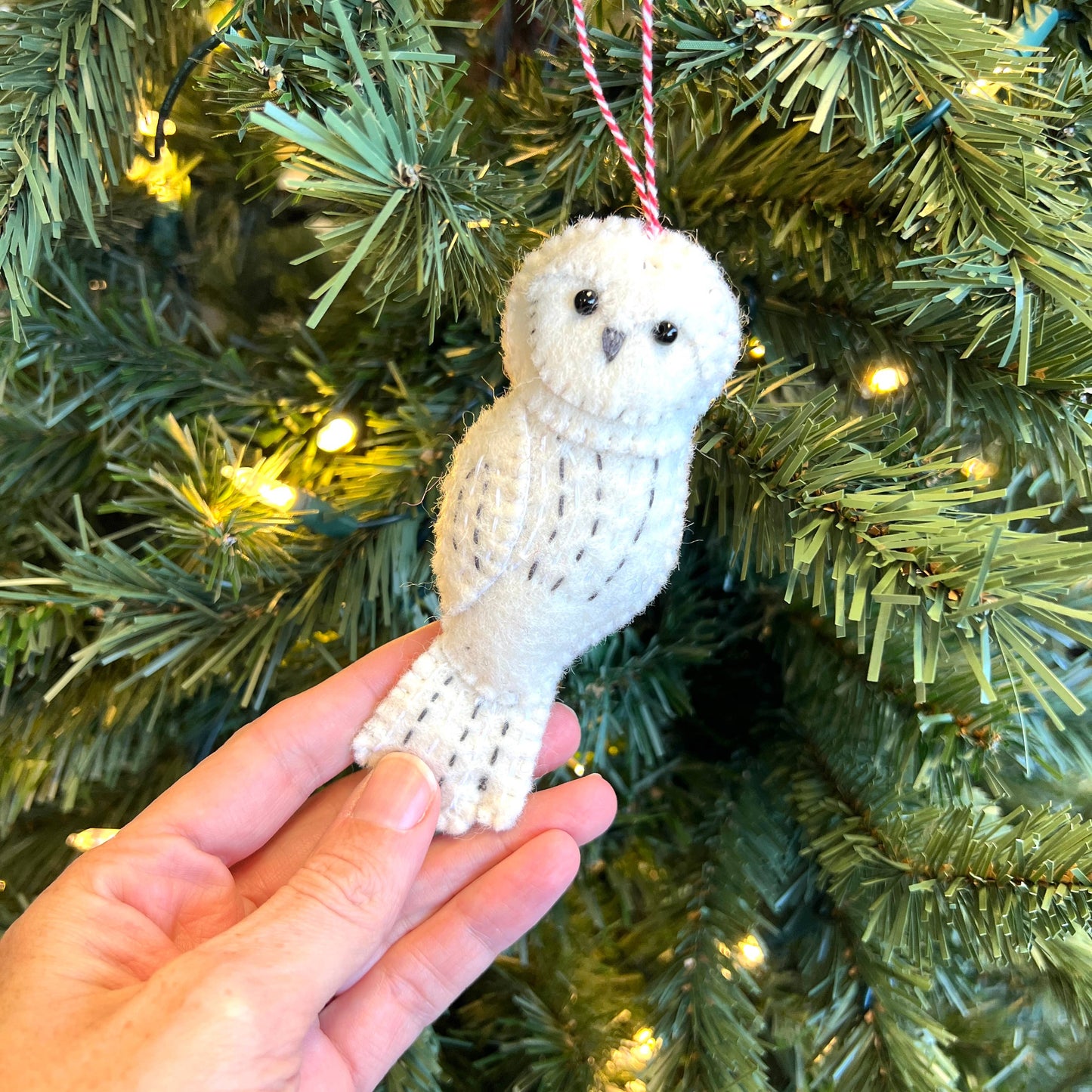 Snowy Owl Felt Wool Christmas Ornament