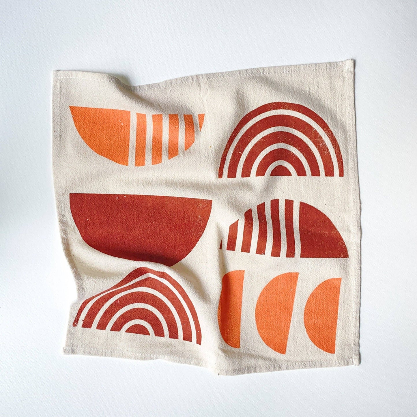 Warm Geometric Hand Printed Cotton Napkins, Set of 4