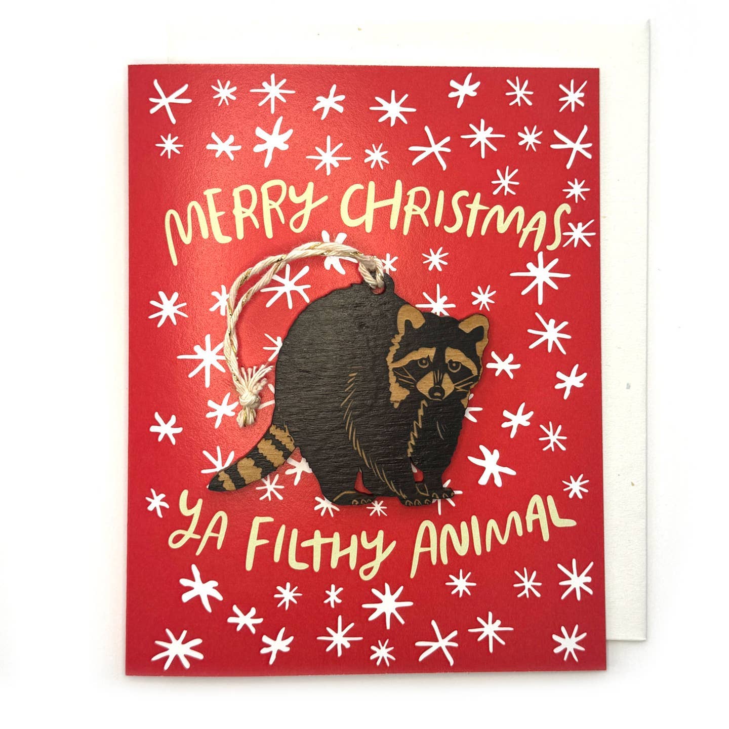 Merry Christmas, Ya Filthy Animal - Raccoon Ornament w/Card