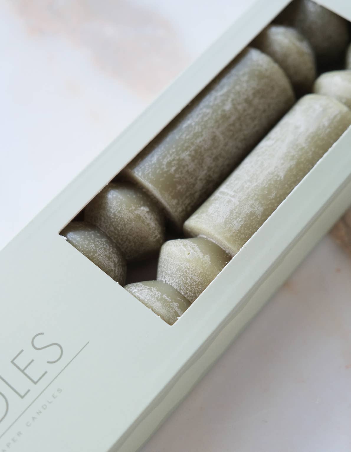 Geometric Taper Candles | Sage Green