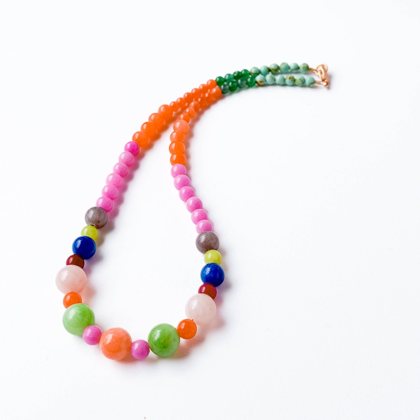 Colorful Beaded Necklace Mixed Glass Bright Statement